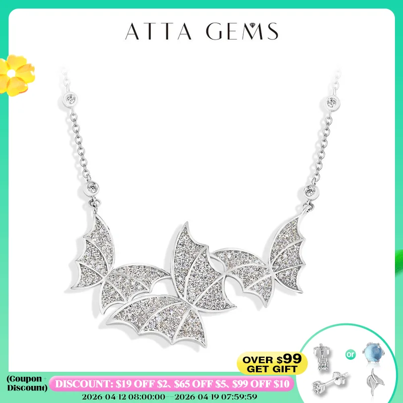 

ATTAGEMS Elegant Butterfly Moissanite Necklace For Women S925 Silver VVS1 Lab Diamond luxury Wedding Bride Jewelry Gift Hot Sale