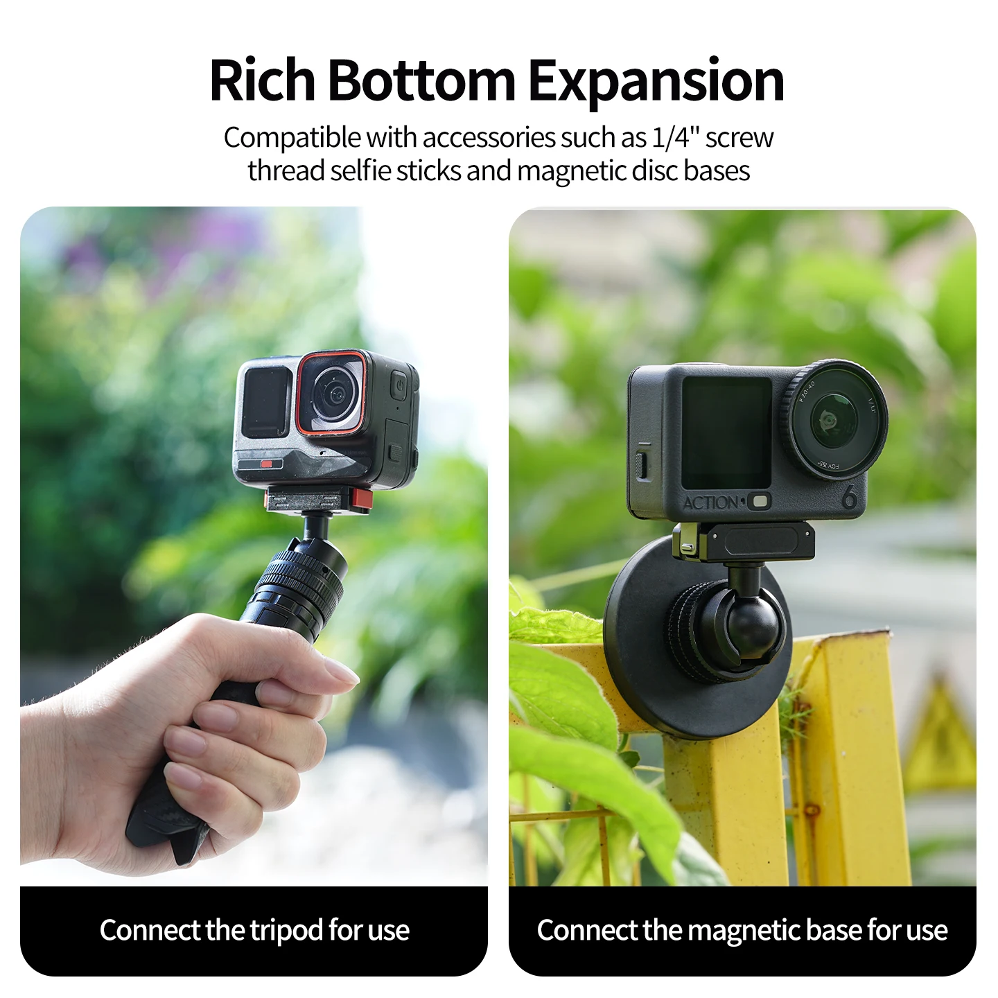 1/4 Zoll Kugelkopf Drehbare Schneckenklemme aus Aluminium 360° ° Panorama-Stativhalterung für DJI Osmo Insta360 GoPro Action-Kamera Zubehör – Detail 9