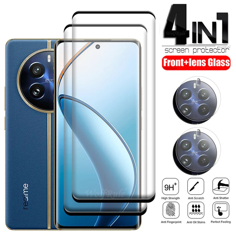 

4-in-1 For OPPO Realme 12 Pro Plus Glass Realme 12 Pro Plus Glass Full Cover Curved 9H Screen Protector Realme 12 Pro Lens Glass