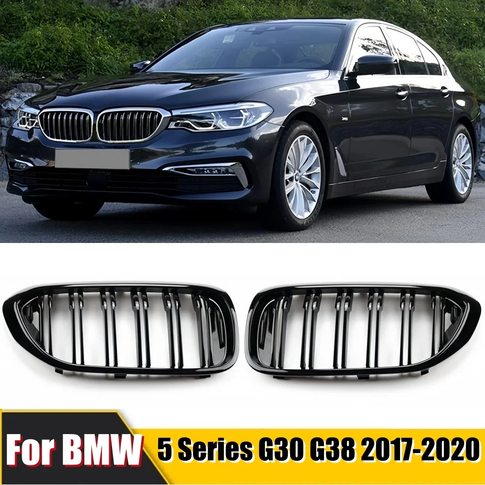 

Front Bumper Grill For BMW 5 Series M5 G30 G31 520i 530i 540i ABS 2-Slat Gloss Black Front Kidney Grille