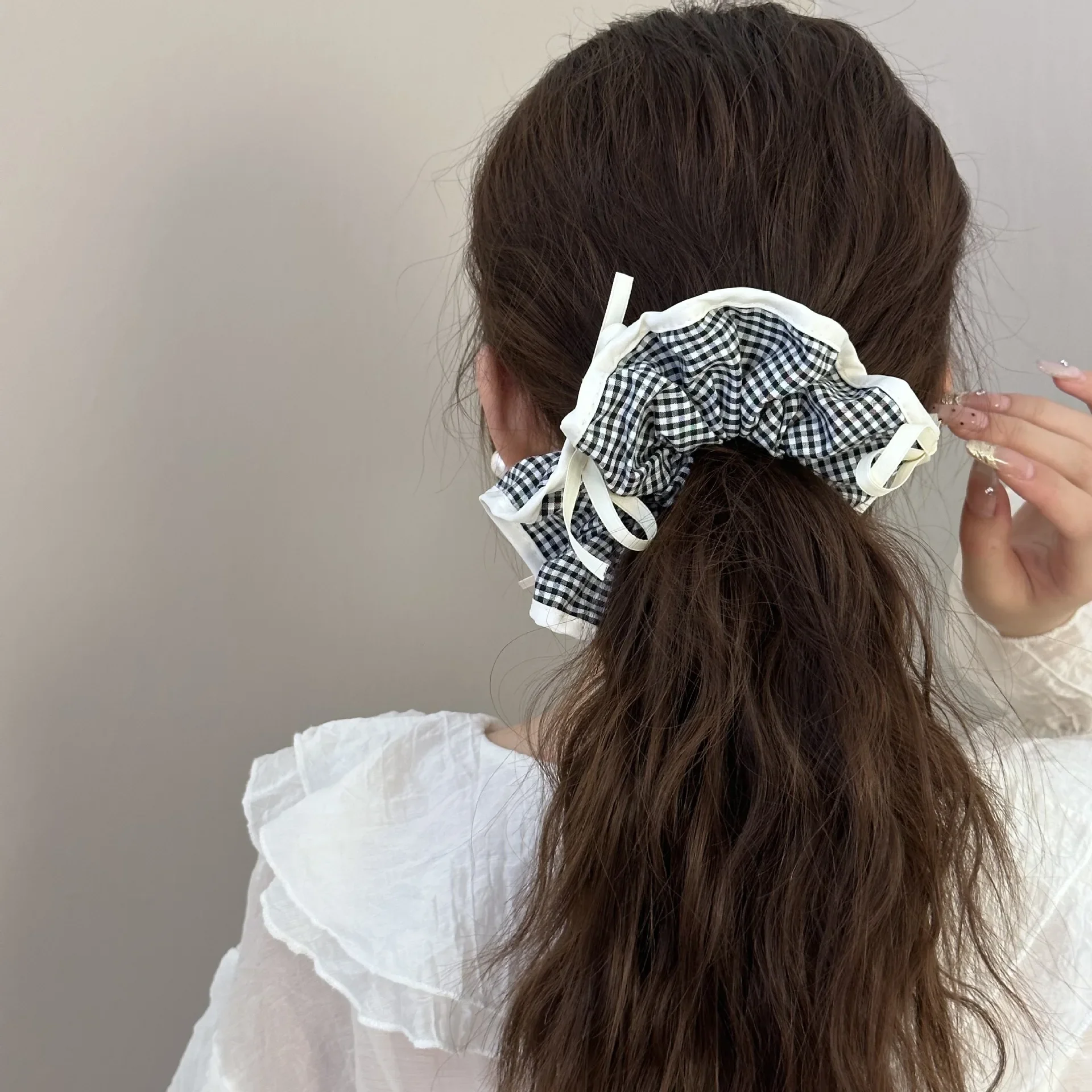 Big hair accessories rubber bands for women girl korean large scrunchies elastic kpop adults Ribbon bow vintage leading fashion