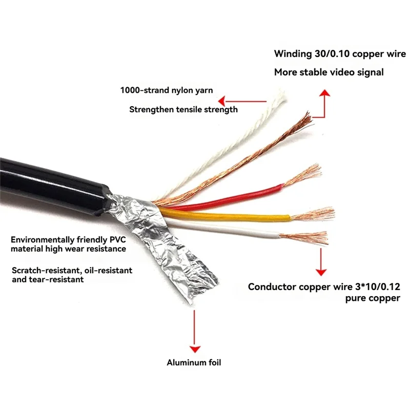 

B04B-M12 4Pin Aviation Cable Camera Extension Wire For CCTV Camera System Mobile Car Surveillance DVR 10M