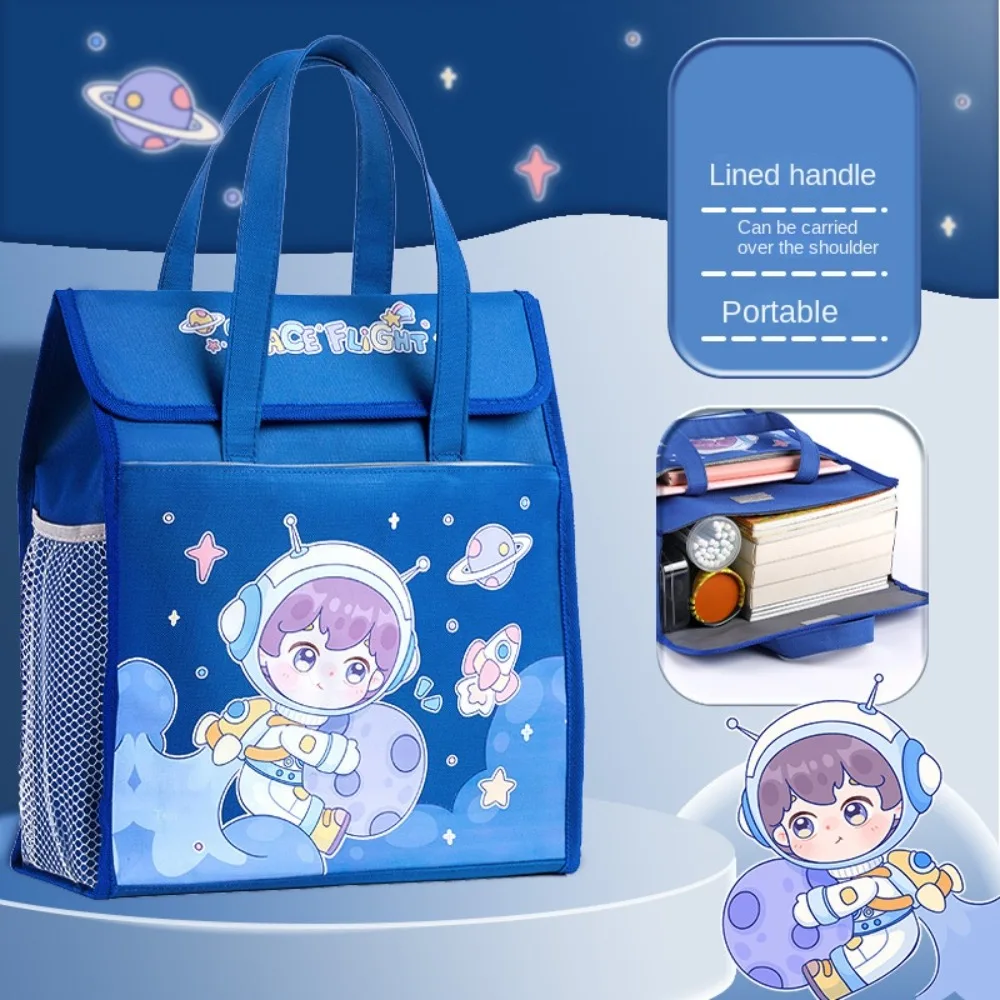 Multifunction Cartoon Tote Tutorial Bag Large-capacity Handheld Capybara Tote School Bag Side Mesh Pocket Portable