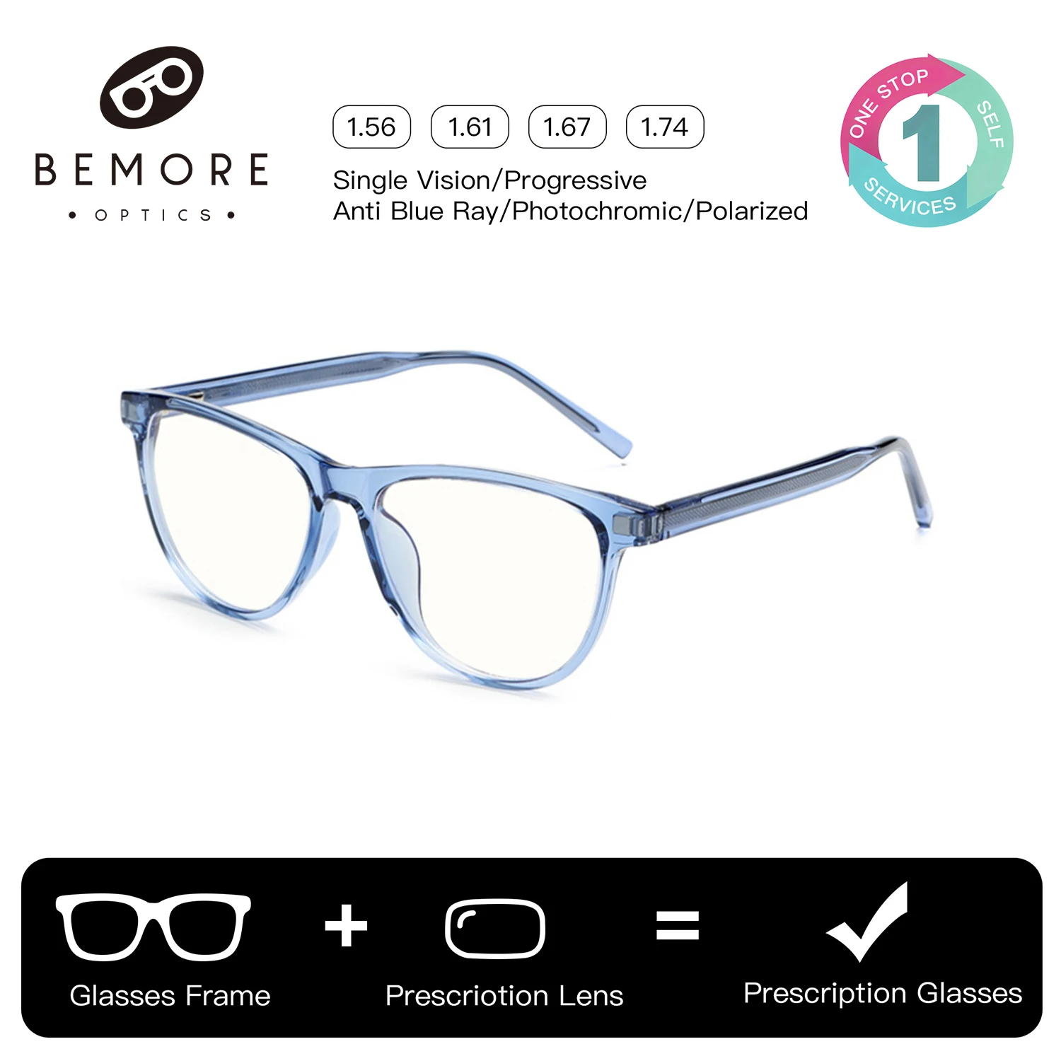BEMORE Cat Eye Acetate Clip on Prescription Corrective Women's Glasses Polarized UV400 Magnetic Optical Eyeglasses