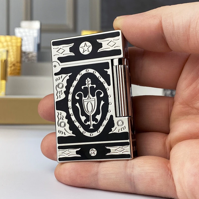 New Commemorative Edition Single and Double Flame Luxury Lighter Ping Sound Natural Paint Cigarette Smoking Butane Lighter 18051