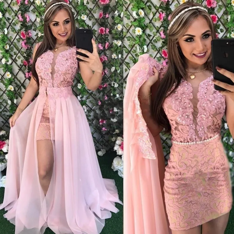 Vestido Formal De encaje con cuello redondo para mujer, traje Sexy De fiesta De lujo con corte en A, talla personalizada, elegante, 2023
