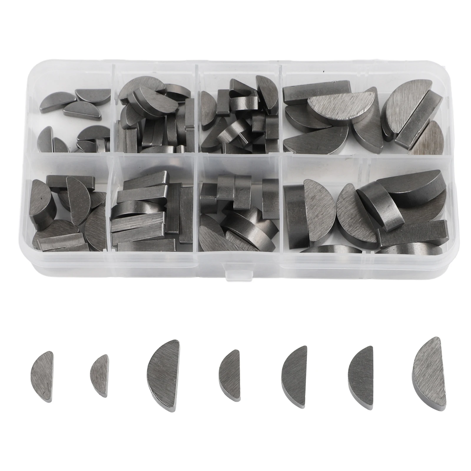 C Type Half Moon Keys 8 Sizes Compact Packaging Shaft Fastening GB1099 Standard 8-size Combination Sturdy Metal Construction