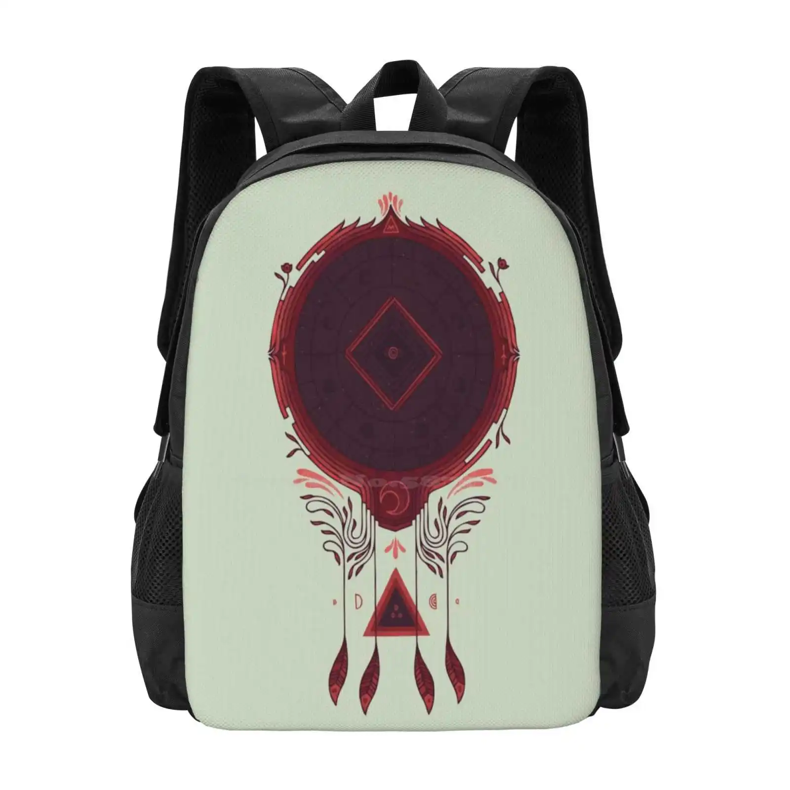 Cosmic Dreaming Large Capacity School Backpack Laptop Bags Dream Catcher Geometry Geometric Circles Concentric Triangles