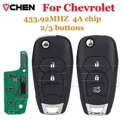 For Chevrolet Cruz 2015 Trax Sonic Spark 2021 Onix RS Aftermarket Flip Car key Remote Control 433.92 FSK 4A chip 2/3 buttons