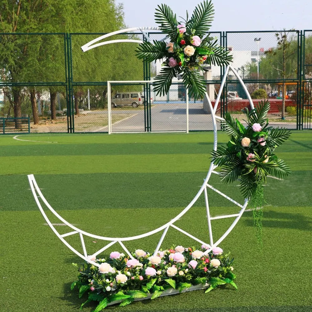 

Moon Wedding Arch, Metal Arch Backdrop Wedding Props Decor Backdrop, Curved Design Flower Balloon Frame for Wedding Birthday Par