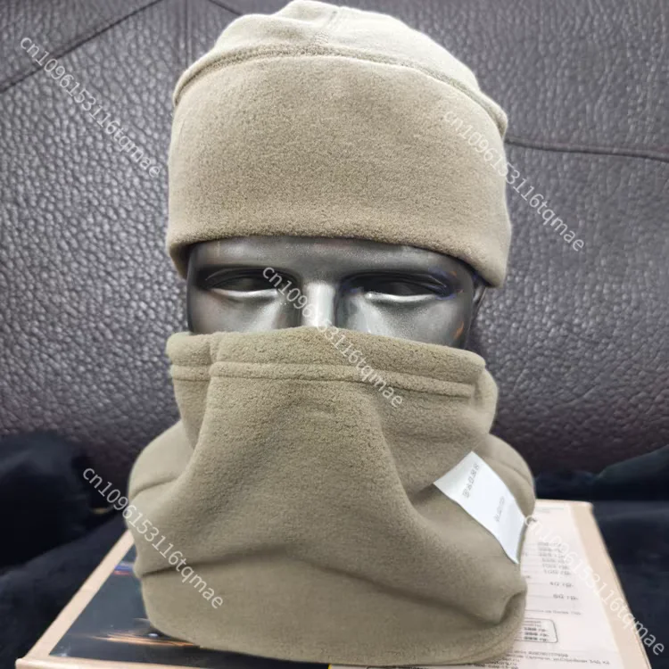 Russian gray green VKBO public hair warm short plush hat scarf