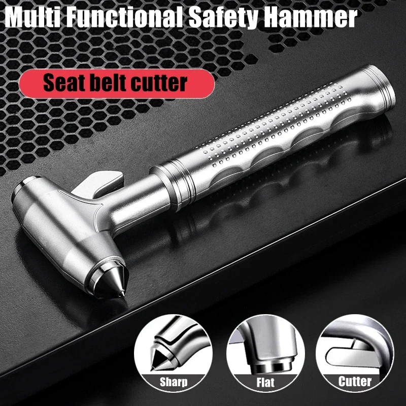 Car Safety Hammer Headrest Mounted Window Breaker Seat Belt Cutter with Storage Holder Vehicle Rescue Escape Auto Accessories