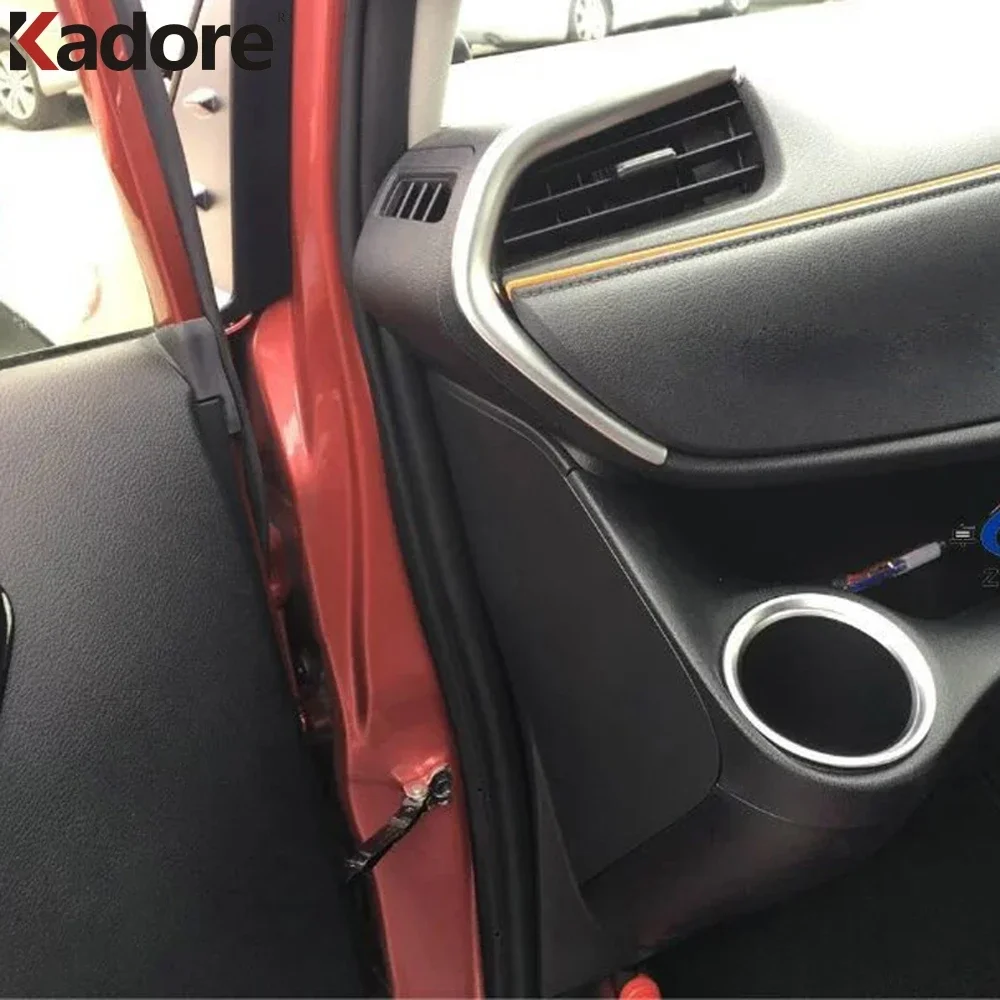 For Toyota Sienta XP170 2016 2017 Front Side Water Cup Holder Cover Sticker Bezel Frame Car Sticker Interior Accessories Matte