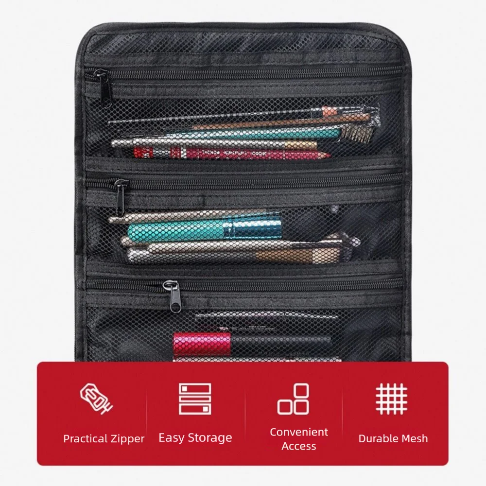 

Multi-layer Makeup Carrying Case Adjustable Straps Portable Large Capacity Cosmetic Bag Wear-resistant Comfortable Handle