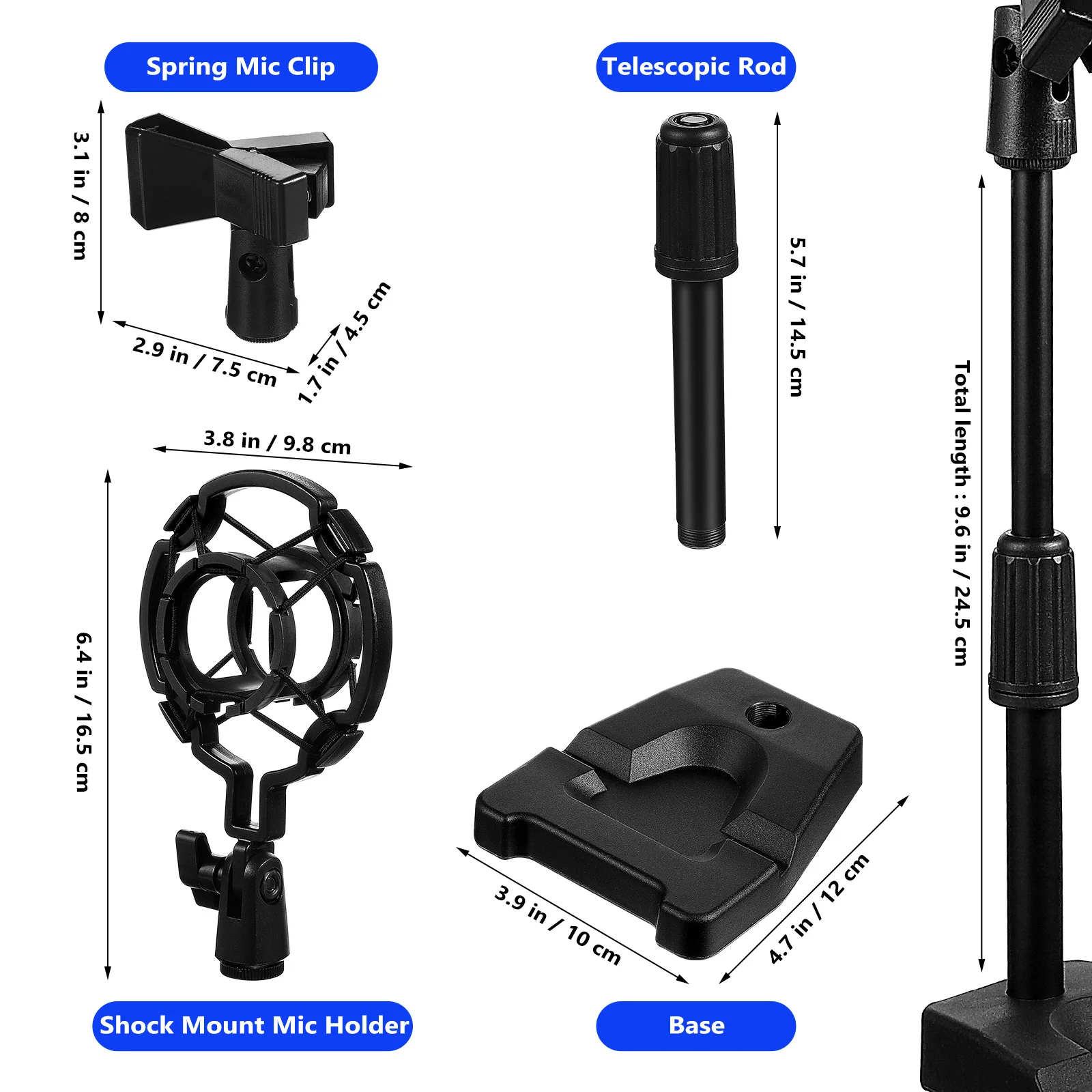 

Professional Desktop Mic Stand with Shock Mount and Spring Clip Suitable for Various Scenarios Microphone Stand