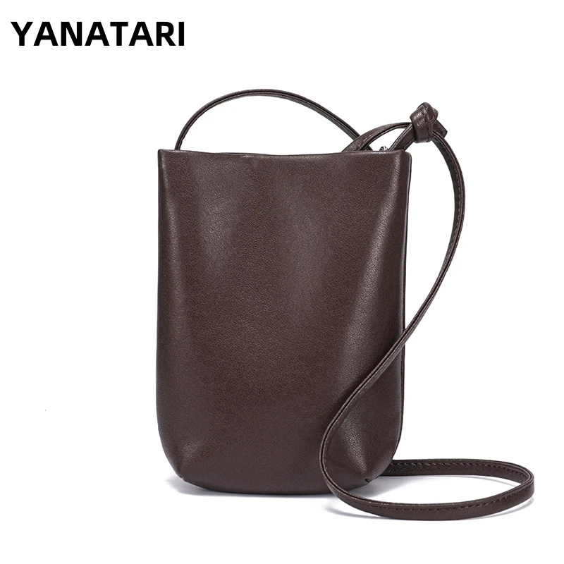 YANATARI Mini Small Genuine Leather Vintage Bag Crossbody Bag Luxury Mobile Phone Shoulder Bag Women Mobile Bag for Women