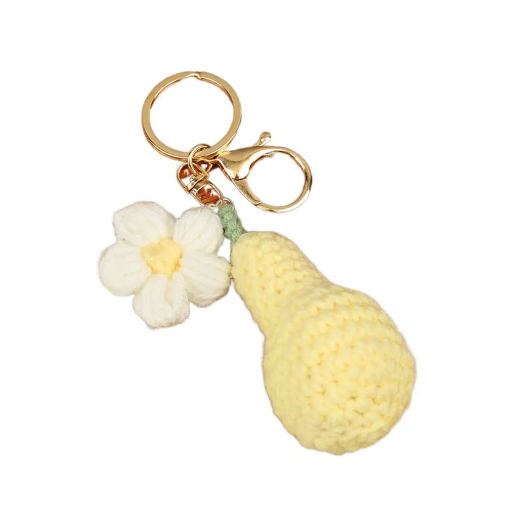 Strawberry Knitted Keychain Cherry Pear Peach Fruit Key Ring Simulation Crocheted Knitting Pendant Key Holder