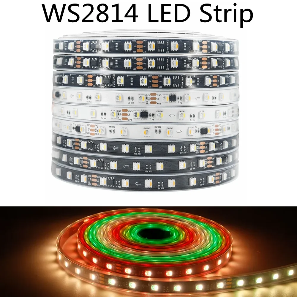 DC12V WS2814 LED strip black PCB 5M 150LEDS/300LEDS IP30/65/67 RGBLed strip light RGBWW RGBCW pixel addressable SMD5050