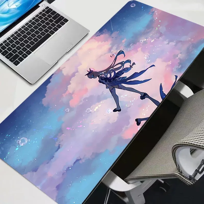 

Extra Large Mermaid Princess Pink Hair Desk Mat, Non-Slip Rubber Base Gaming Mouse Pad for PC Gamer Office Home