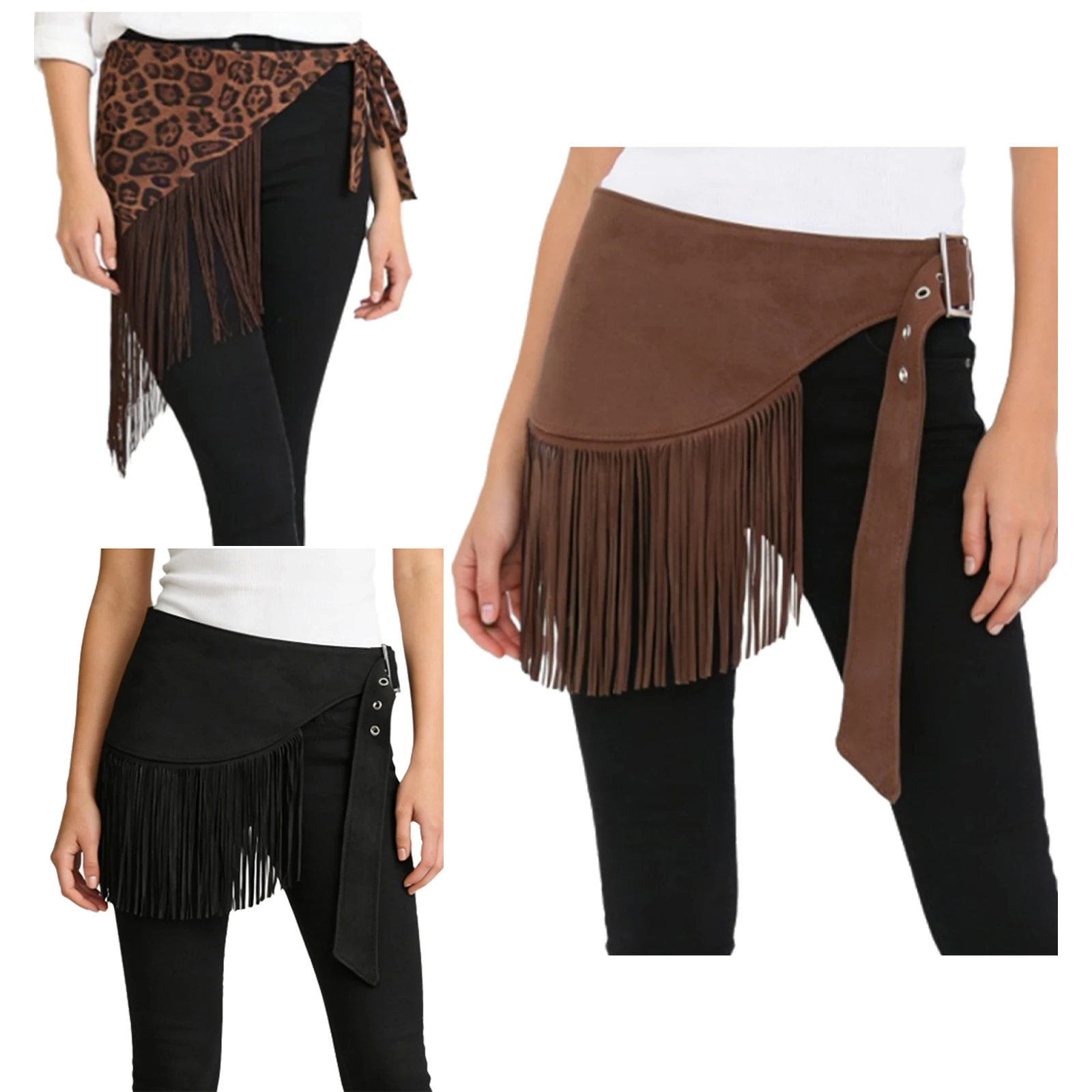 Feminino vintage cinto de cintura borla franja design irregular cinto ajustável ocidental cowboy cowgirl estilo punk acessórios traje