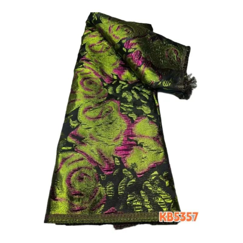 Luxury Garment Fabrics Organza African Lace Fabrics 2026 Brown Damask Cloth Brocade Bridal Lace Fabric For Wedding Dress KB5357 view 3