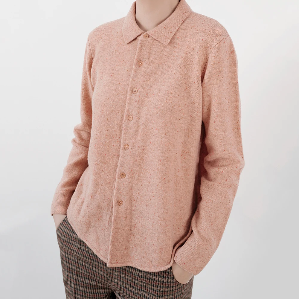 

Женский вязаный кардиган из мериносовой шерсти с длинными рукавами, в винтажном стиле, для повседневной носки, независимый дизайн, цвет каштановый.