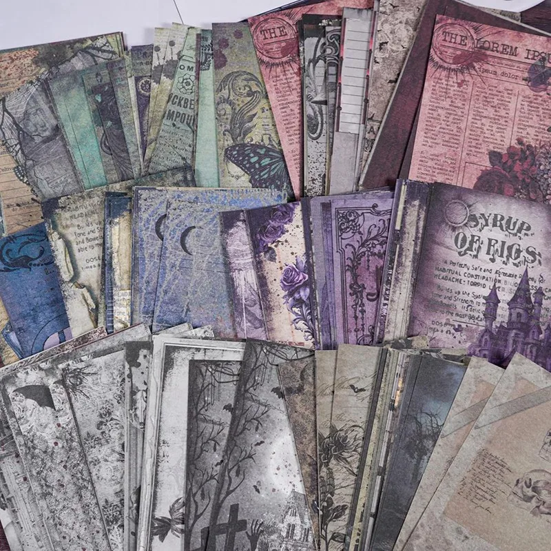 180 ورقة من ورق قصاصات الهالوين العتيق، لوازم المجلات للحرف اليدوية القوطية الداكنة