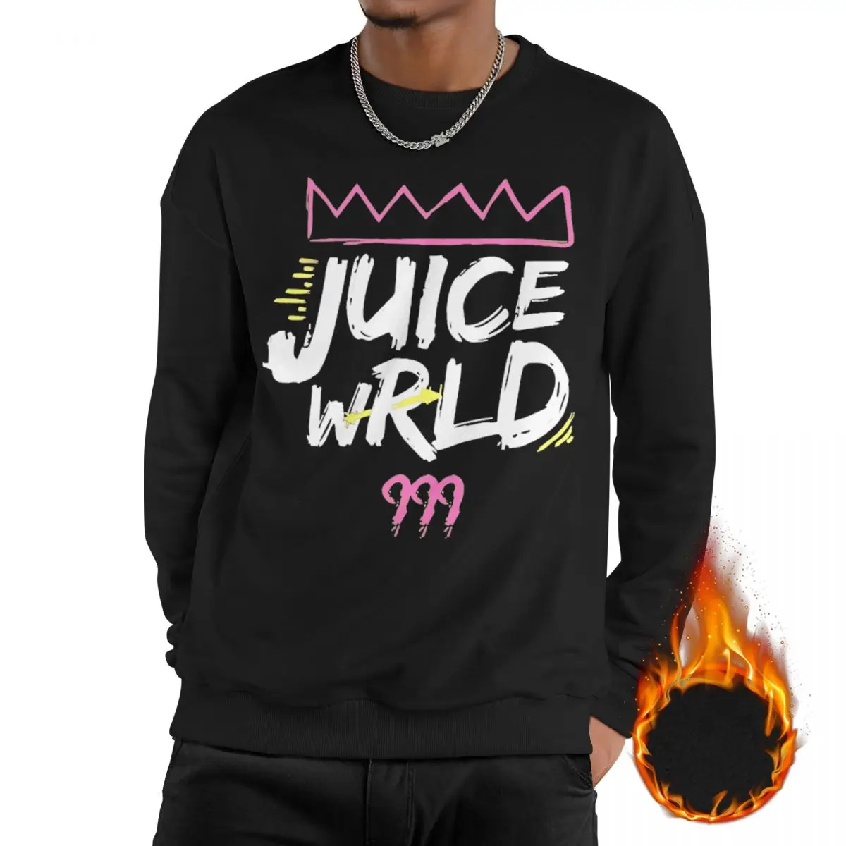 

Man Juice Wrlds 999 Rapper Singer Sweatshirt Fleece Lined Thick Sweatshirts Hip Hop Pullover Hoodie Long Sleeve Shirt