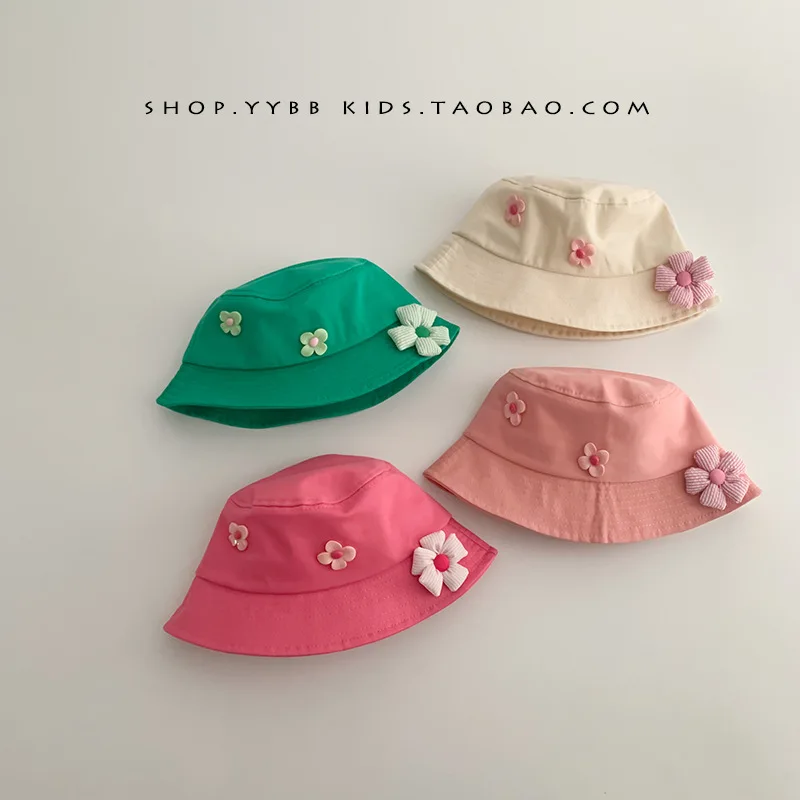 Topi Bucket bunga musim semi dan musim gugur topi Anti gadis lucu musim panas