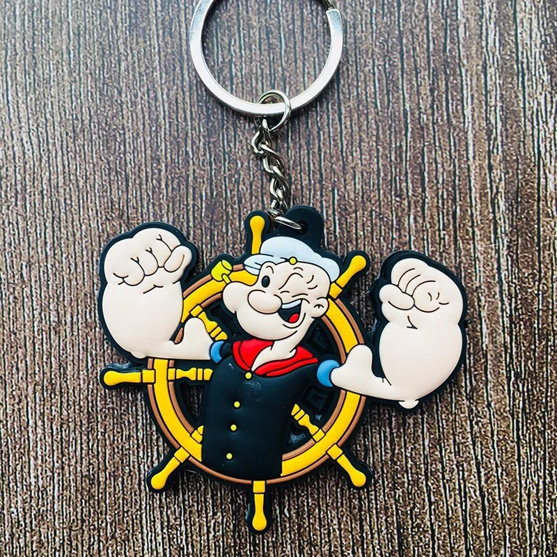 Hot Sale Popeye Sailor Cartoon PVC Key Chain Olive Oyl Bobbi Fashion Classic Anime Children's Favorite Childhood Gifts Key Ring