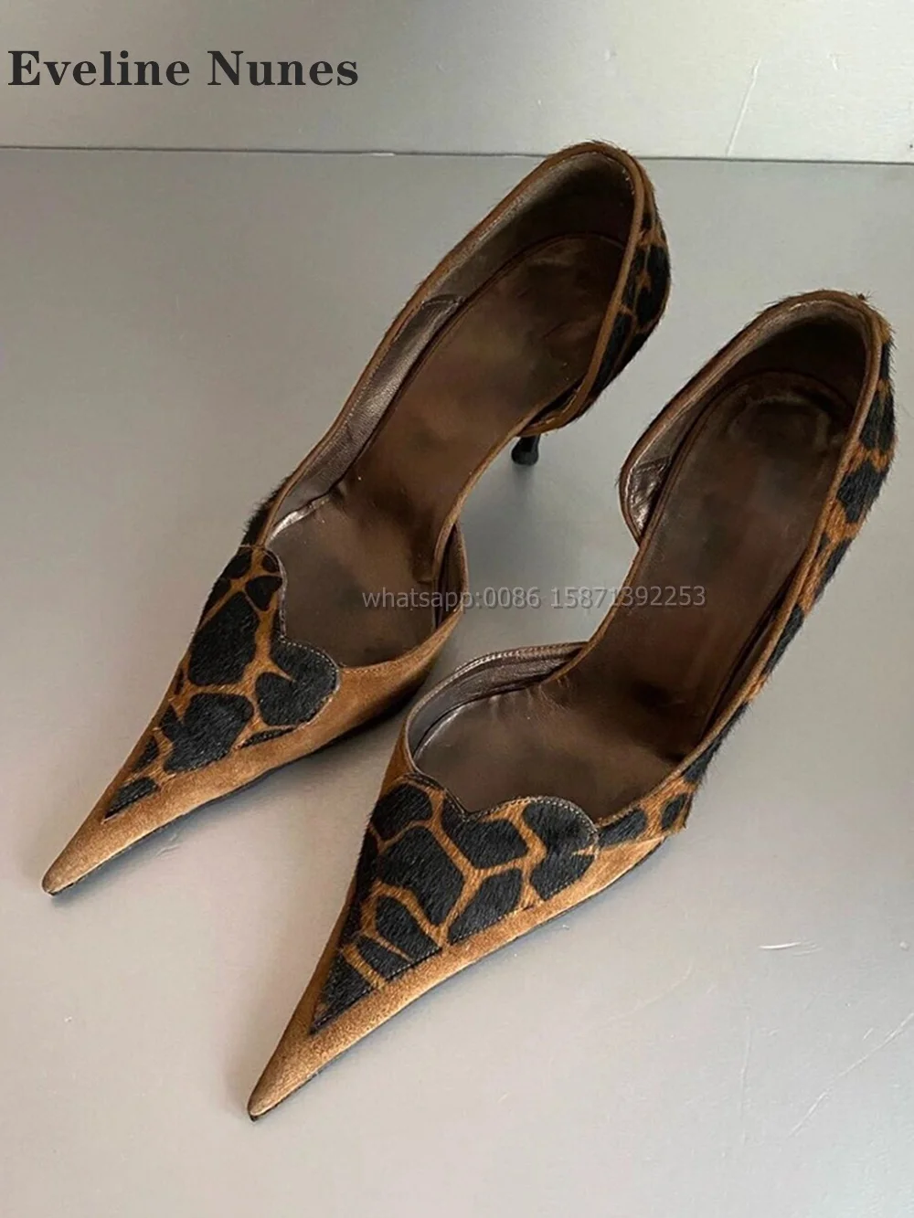 Leopard Heart-Shaped Shallow Pumps Pointed Toe Stiletto Slip On Sexy Women High Heels Patchwork Spicy Girl Party Shoes Newest