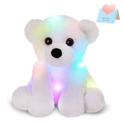 25cm Plush Bear LED Light Dolls White Stuffed Polar Bear Animals Gift for Kids Girl Christmas Birthday Festival Toy Luminous