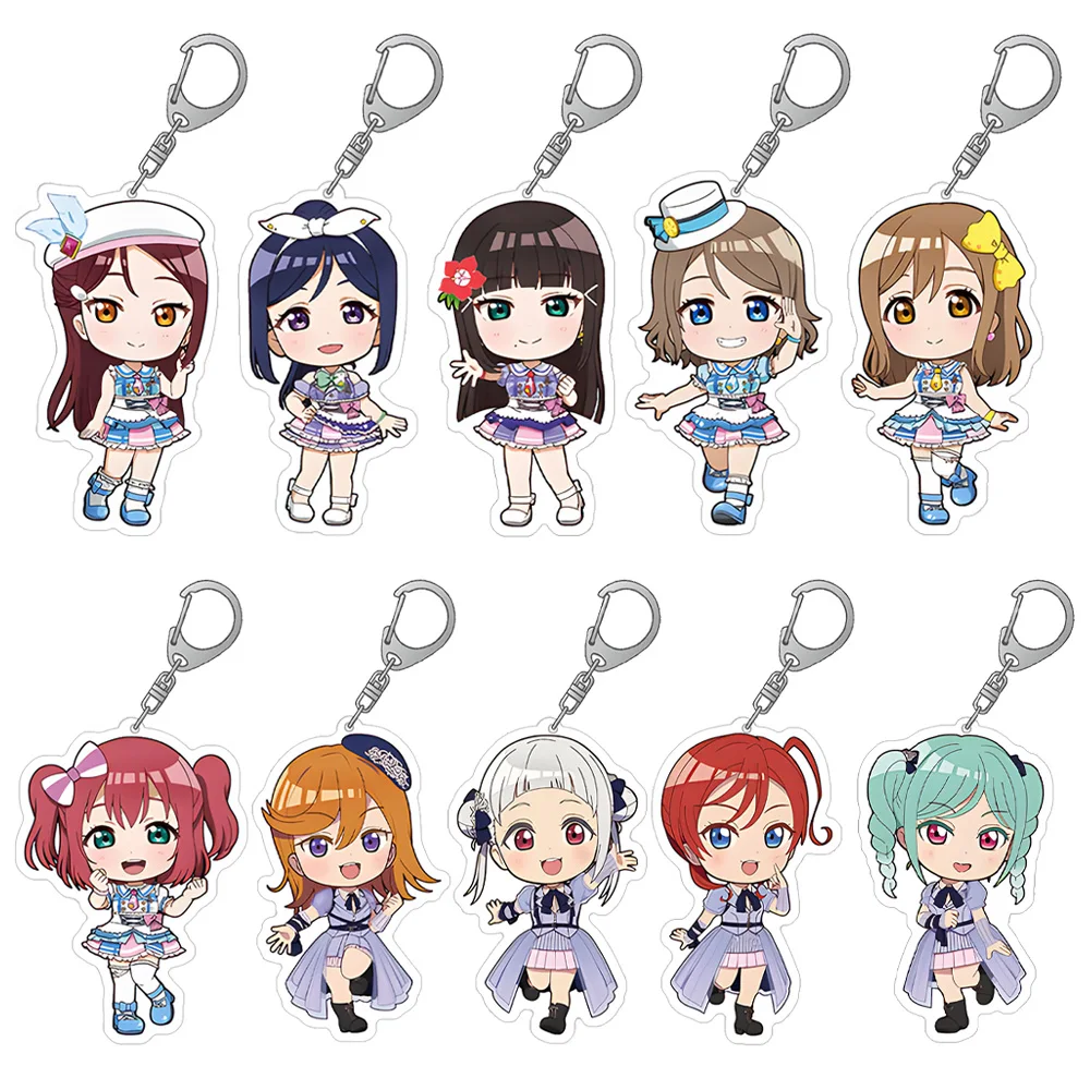 LuckySeven Store Love Live Super Star Acrylic Figure Collection keychain Anime Toy peripheral cute girl Bag pendant holiday gift