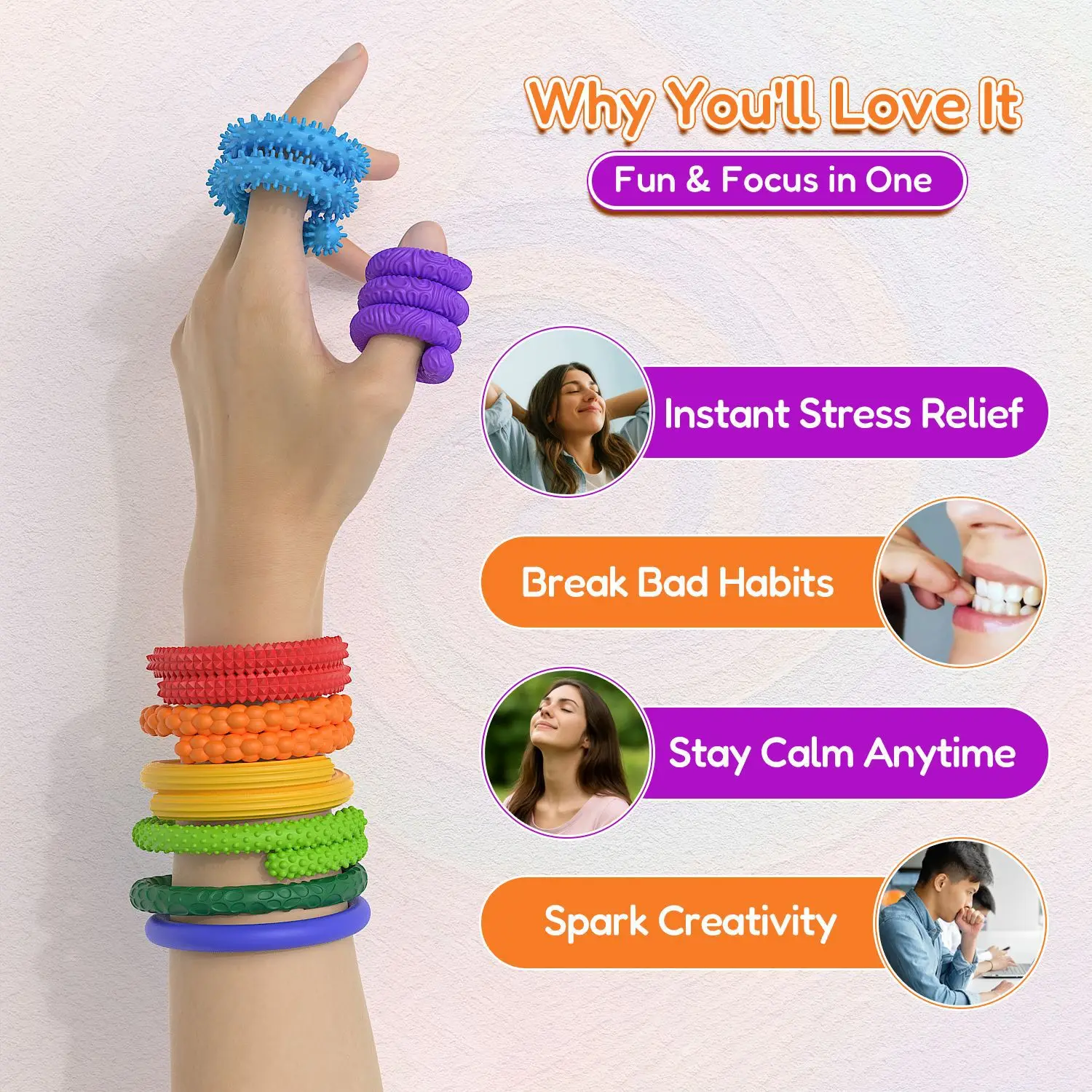 Jouets Fidget texturés en Silicone Flexible, 8 pièces, pour enfants et adultes, soulagement de l'anxiété, jouet sensoriel, motricité Fine, cadeaux de noël