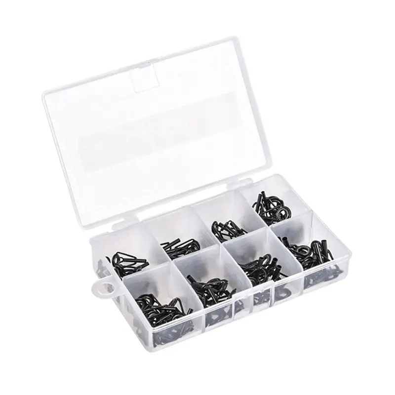 ABVH-80Pcs Stainless Steel Lure Wire Ring Guide Black Multi-Size Sea Rod Guide Ring Set