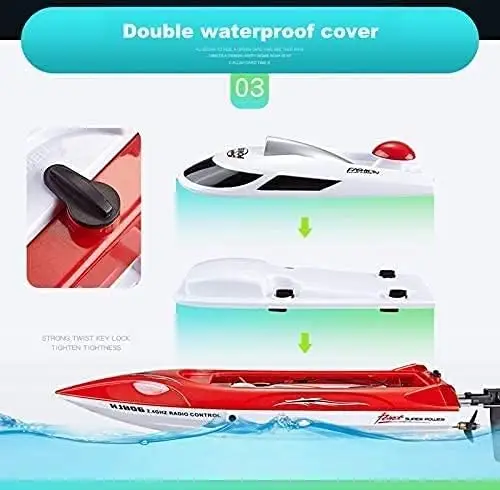 Grote 18,5" (47 cm) 35 km/u Afstandsbediening Boot 2,4 GHz Motorboot Race Giant RC met Pilot Lights Onderzeeër Bootmodel voor Motor