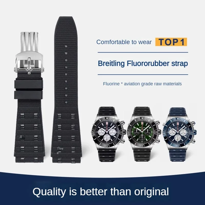 Convex Interface Fluororubber Watch Strap Substitute Mechanical Timing B01/Super Ocean/Avengers Series silicone watchband22/24mm