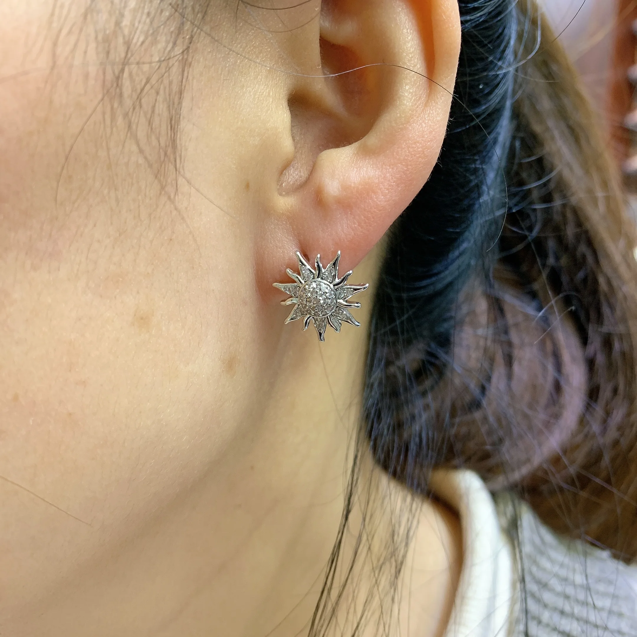 ZHUKOU NEW Mini CZ crystal gold color Sun flower stud earrings for women stud earrings party Jewelry wholesale VE555