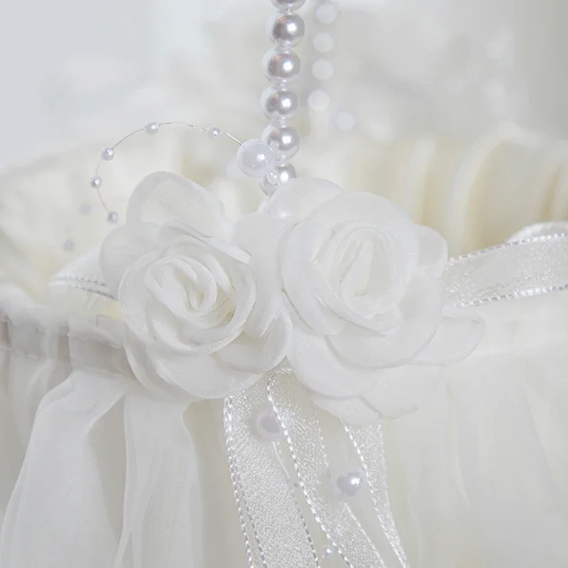 1pc Flower Girl Baskets Fairy Lace Bowknot Wedding Basket Lvory Petal Confetti Candy Party Supplies Fruit Basket Home Decoration image 4