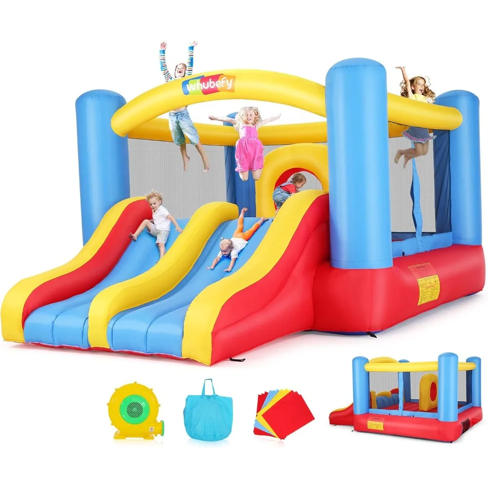 

Bounce House for Kids 3-10, 12.6ftx9ft Inflatable Bounce House with Blower for Big Kids 3-6 with Double Slide Obstacle,