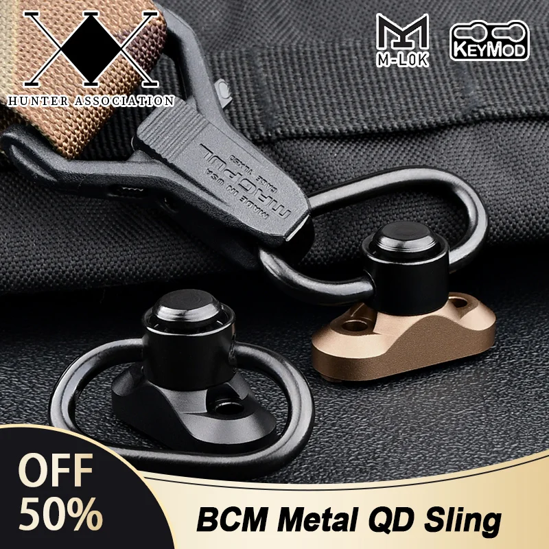 Tactical Metal BCM QD Sling Mount Fit MLOK KEYMOD Rail M4 AR15 Mounted Base Swivel Strap Buckle Quick Release Button Hunting