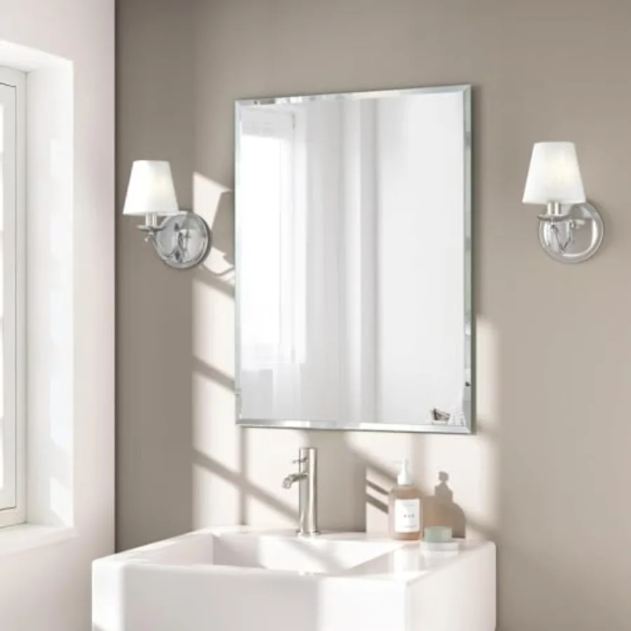 

Bathroom Mirror 20" x 28" Frameless Rectangle Bathroom Vanity Mirror w/Polished Edge Beveled Mirror for Hallway Entryway Dressi