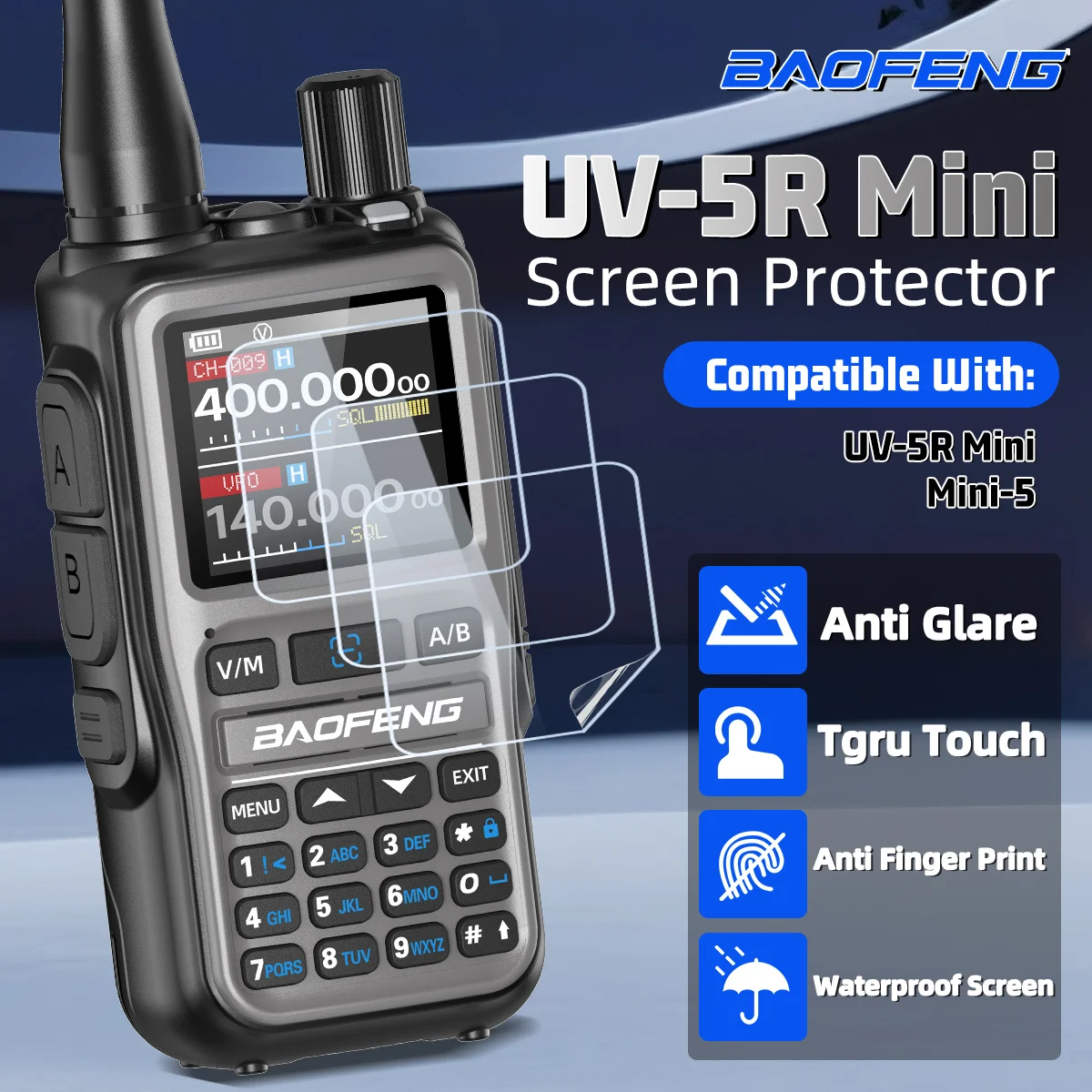 Baofeng UV-5R protector de pantalla antihuellas alta transparencia