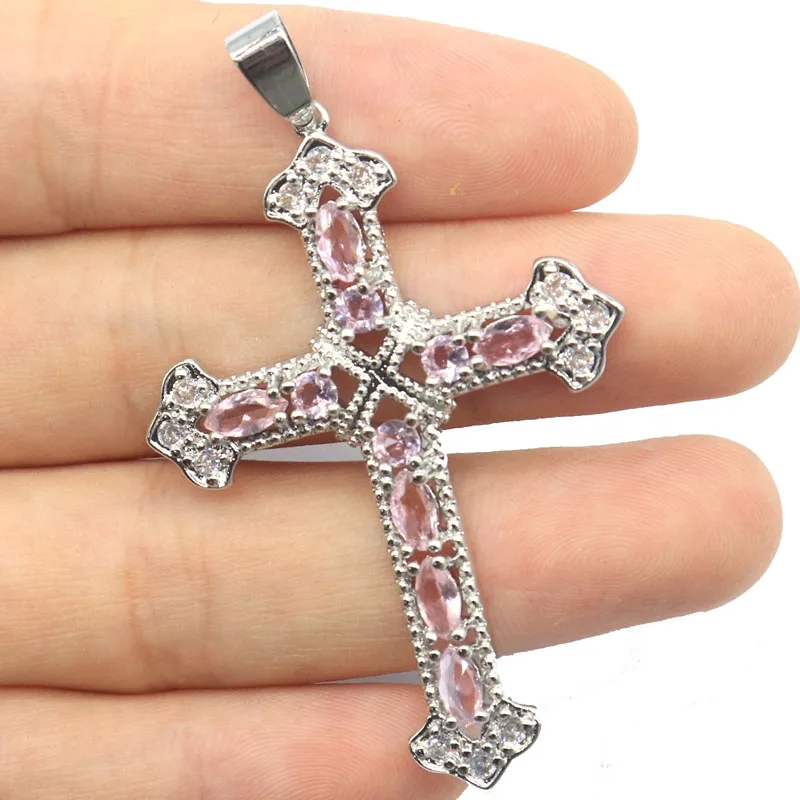 Buy 4 Get 1 Free 57x35mm Cross Golden Citrine Kunzite Rhodolite Garnet Swiss Blue Topaz Lolite Daily Wear Women Silver Pendant
