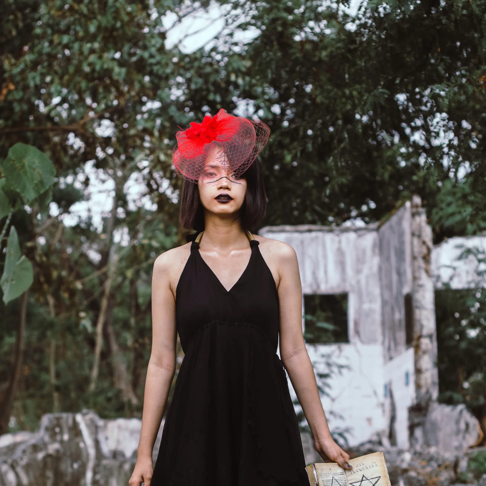 

Wedding Headband Skin Friendly Secure Fit Hair Ornament for Bride Prom Theme Party Photo Shoot Mesh Yarn Headdress