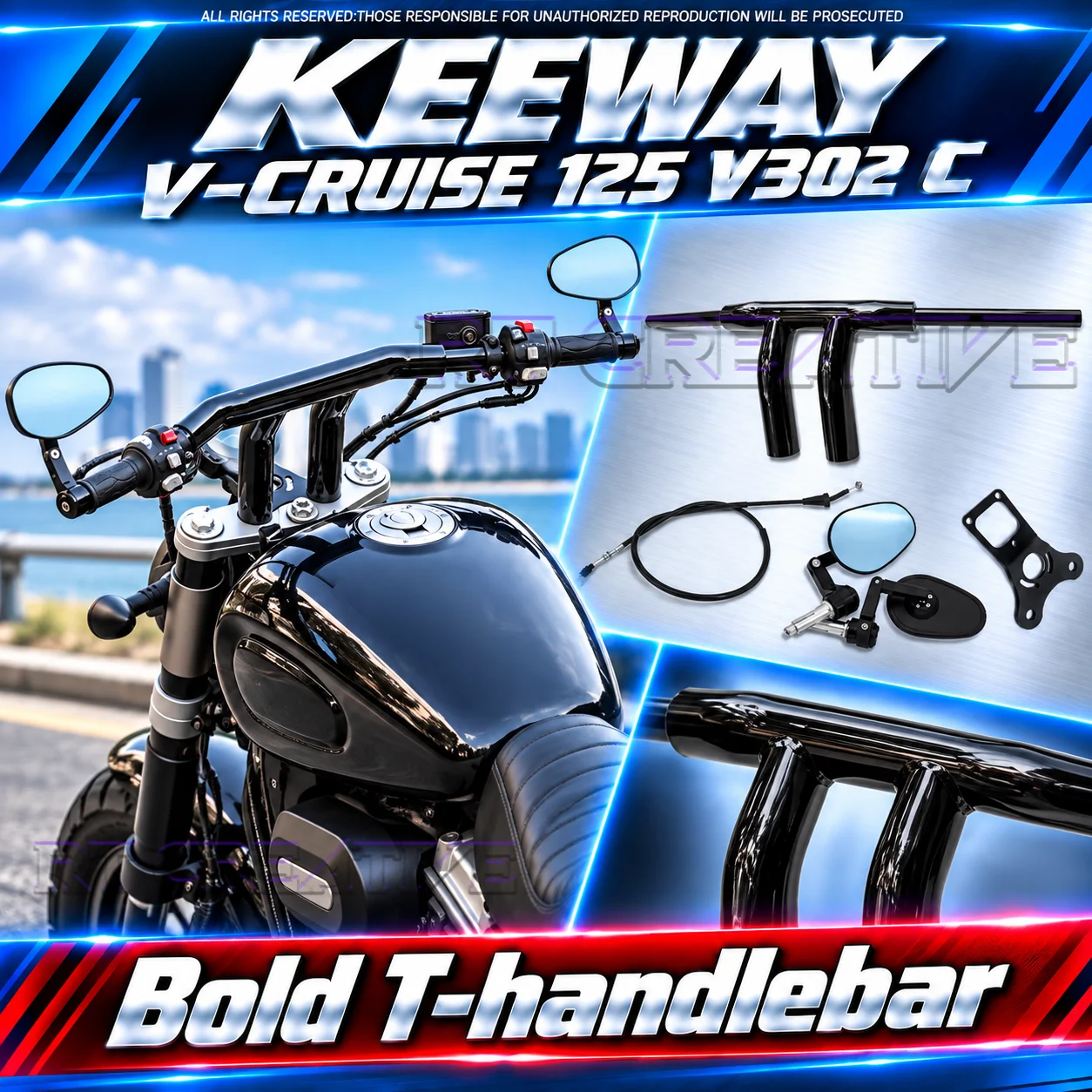 Motorcycle Steering Handlebar Original Style Handle Bar For Keeway V302C V Cruise 125 Replacement Mod Parts