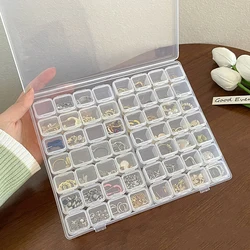 Caja de almacenamiento de joyería transparente grande, 28 rejillas, 56 rejillas, collares, pendientes, anillos, cajas de embalaje, organizador de joyería de viaje portátil
