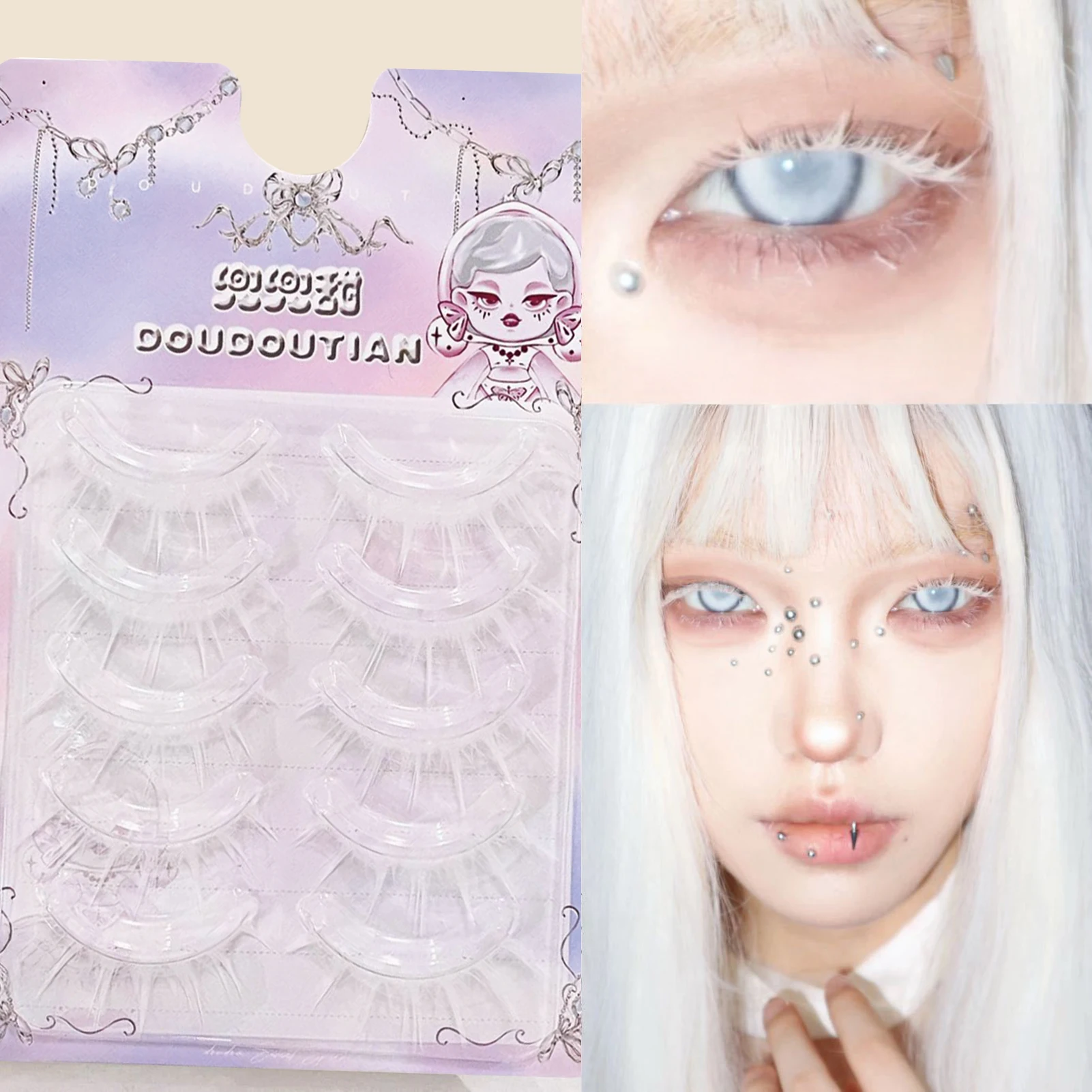 Cílios brancos tiras completas mangá natural cílios postiços diy tira fina chicote para mulheres halloween festa de natal maquiagens