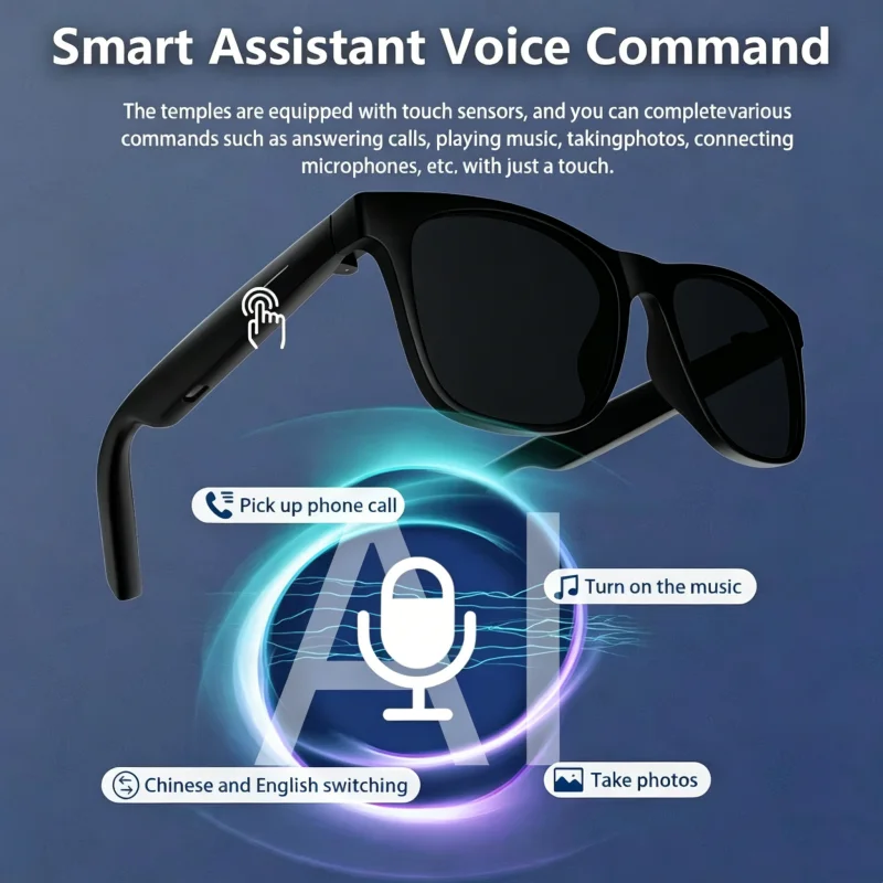 AI Smart Wireless Bluetooth Glasses HD Remote Control Touch 