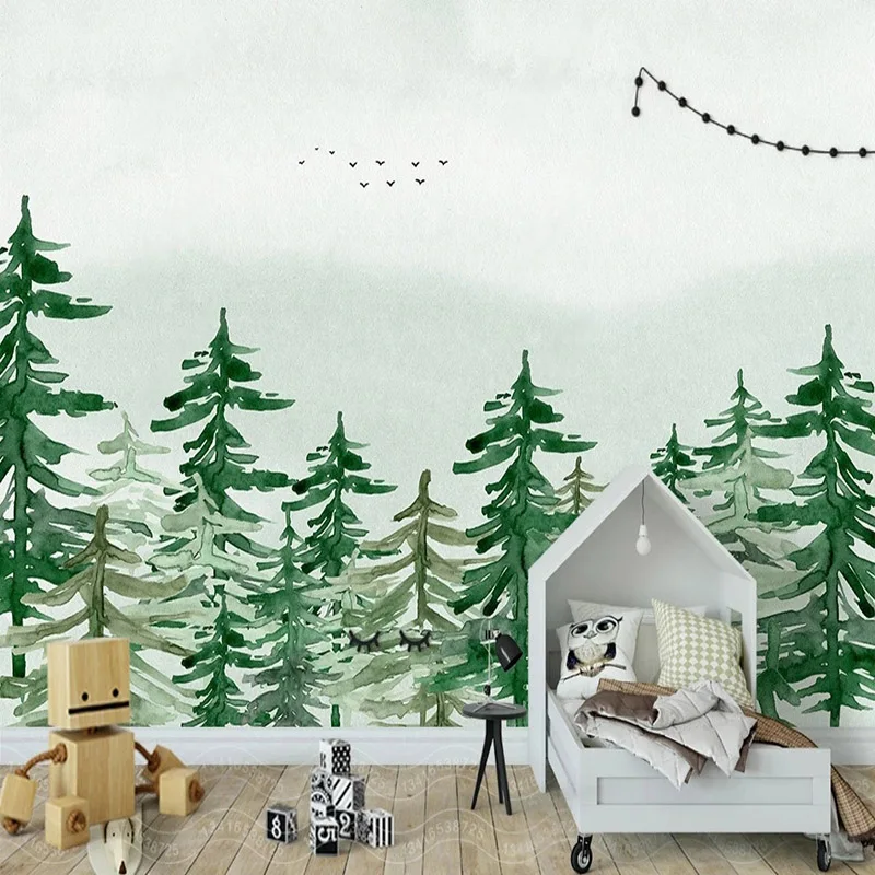 Maßgefertigte 3D-Waldlandschaft Wandbild Moderne Tapete Grüne Natur-Szenerie für Wohnzimmer Schlafzimmer TV-Hintergrund Wand Heim-Deko